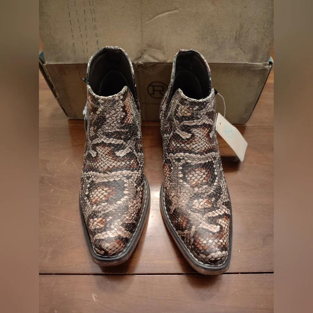 Roper Ava Boots Size US 5.5 Womens Faux Leather Snakeskin Ankle Cowgirl Western